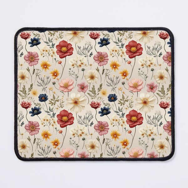 Item preview, Pressed Flower Floral Print - white flowers - tan flower designed and sold by ComerPrintCo.