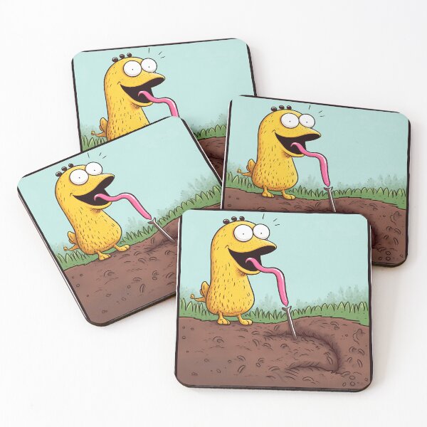 Item preview, Yellow Monster Nailing a Nail into the Ground with Its Tongue designed and sold by SingularityGeek.