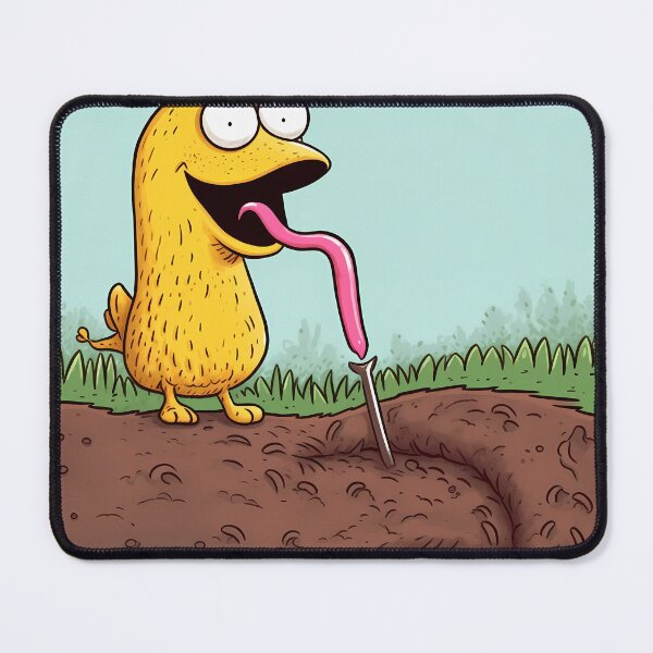 Item preview, Yellow Monster Nailing a Nail into the Ground with Its Tongue designed and sold by SingularityGeek.