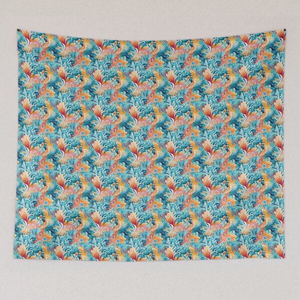 Aperçu de l'œuvre Tropical Floral Print - white flowers - tan flowers créée et vendue par ComerPrintCo.