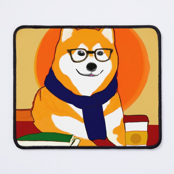 Item preview, Shiba dog with coffee and books in the cafe designed and sold by ketsunr.
