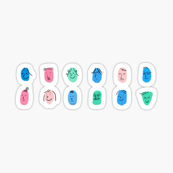Colourful faces different people illustration Sticker