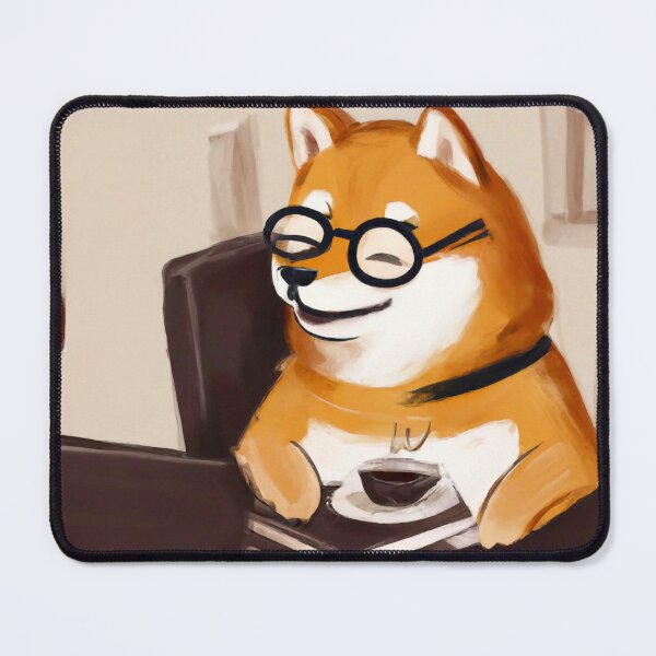 Item preview, Glasses Shiba with coffee and books in the cafe designed and sold by ketsunr.