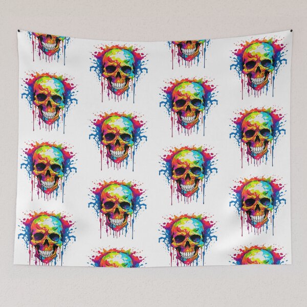 Item preview, Colorful Dripping Skull | Colorful Melting Skull | Graffiti Skull designed and sold by CoolHippoQuotes.