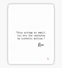 “Stop acting so small. You are the universe in ecstatic motion.” Sticker