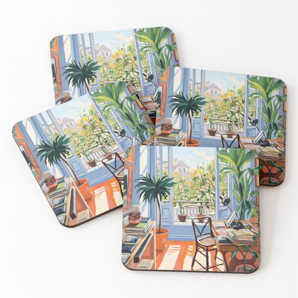 Item preview, Home Office with Plants  - Fauvist Interior Home painting  designed and sold by PaletaLuminosa.