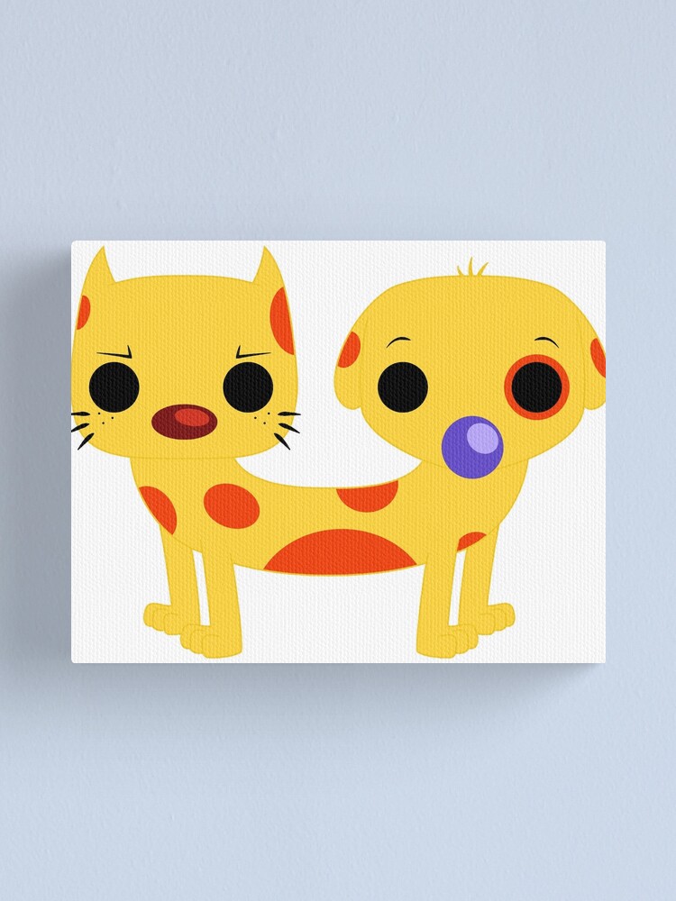 Impression Sur Toile Chibi Catdog Chat Chien Mignon Jaune Orange Purple 90s Dessin Anime Tv Ventilateur Fandom Vintage Retro Inspire Geek Nerdy Nerd Drole Humour Amusement Stupide Funky Frais Simple