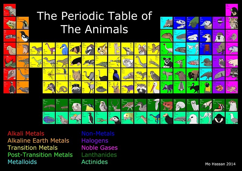 "Periodic Table of the Animals" Posters by subhumanfreak Redbubble