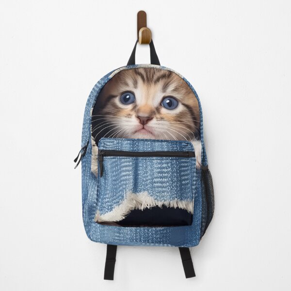 Item preview, Kitten in denim ripped hole in denim jeans 2 designed and sold by Art by Lilia.