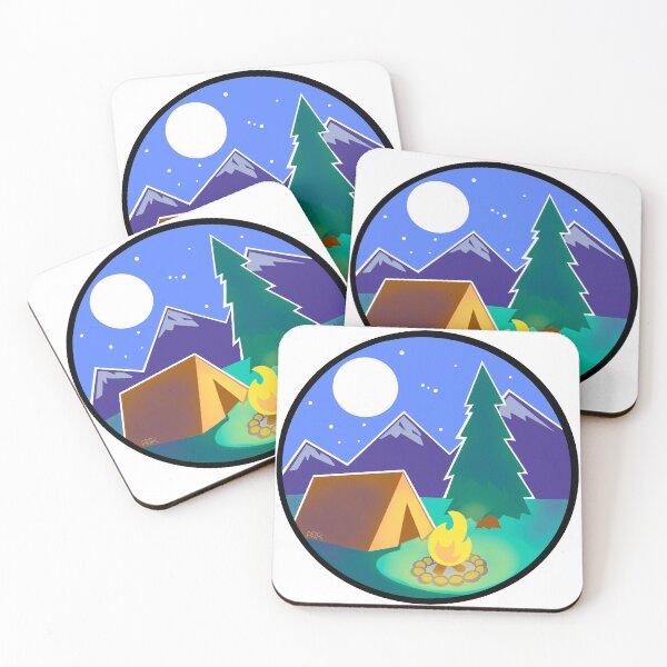 Item preview, Stylized Camping at Night Outdoors (Black Circle) designed and sold by RJKpoyp.
