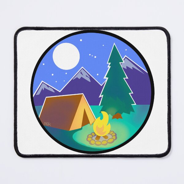 Item preview, Stylized Camping at Night Outdoors (Black Circle) designed and sold by RJKpoyp.