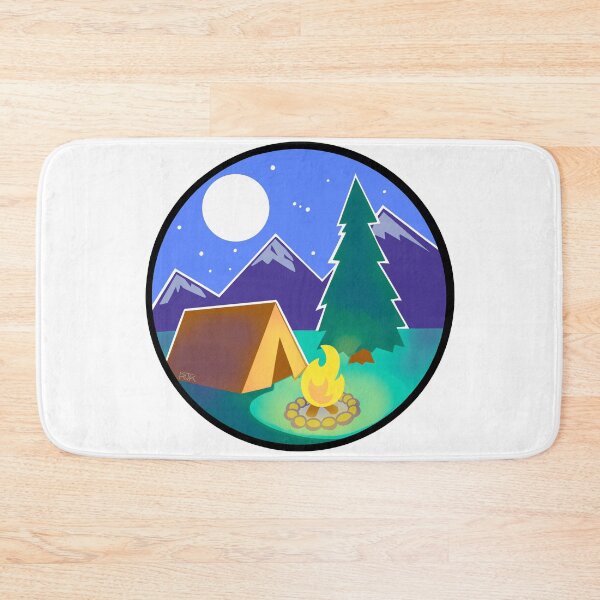 Item preview, Stylized Camping at Night Outdoors (Black Circle) designed and sold by RJKpoyp.