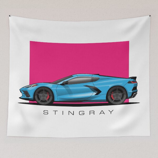Item preview, Chevy Corvette C8 Blue Illustration designed and sold by blackdogshop.