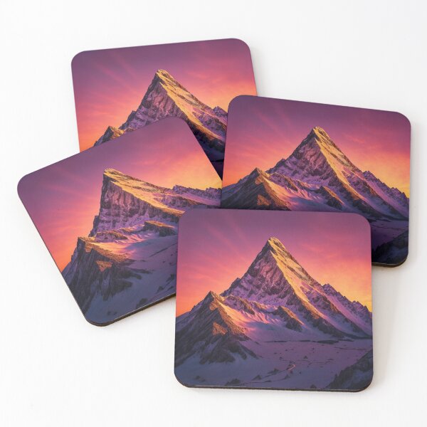 Item preview, A Majestic Mountain Peak Bathed in the Warm Hues of Alpenglow, as the Sun Sets Behind the Horizon, Ai Generated Art designed and sold by AiGens.