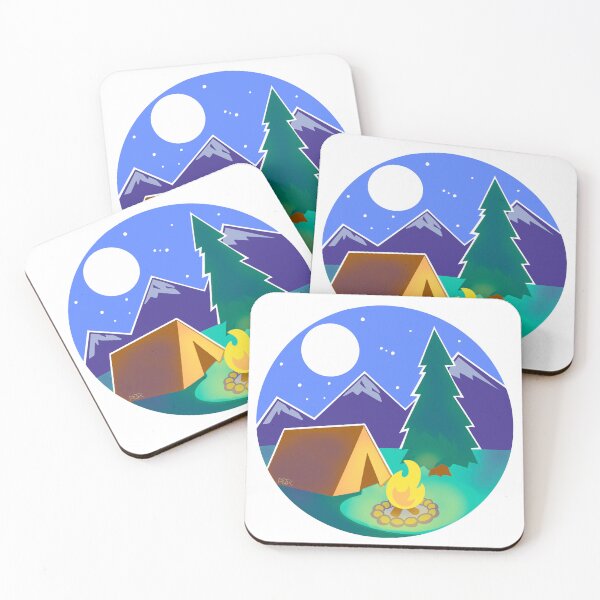 Item preview, Stylized Camping at Night Outdoors (White Circle) designed and sold by RJKpoyp.