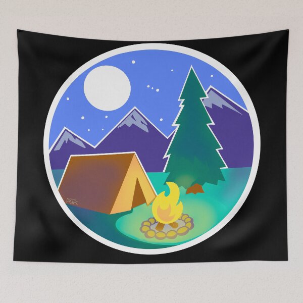 Item preview, Stylized Camping at Night Outdoors (White Circle) designed and sold by RJKpoyp.