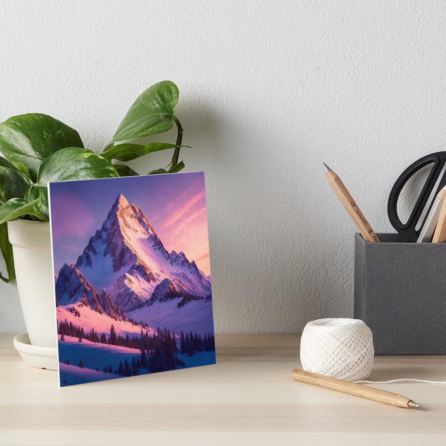 A Serene Mountain Landscape with Soft Pink and Orange Hues
