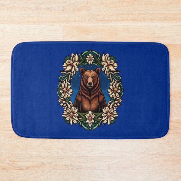 Item preview, A Brown Bear Surrounded By Bitterroot Montana State Tattoo Art designed and sold by taiche.