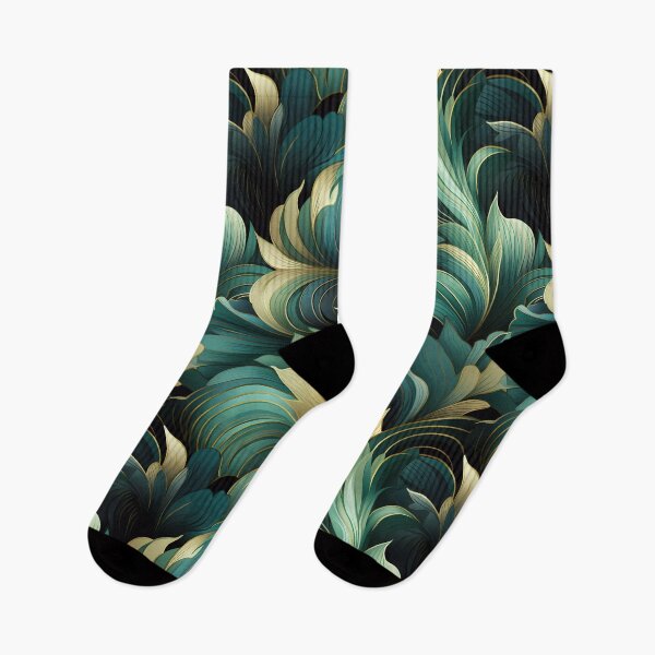 Item preview, Leaf carpet in green and gold designed and sold by the99thstudio.