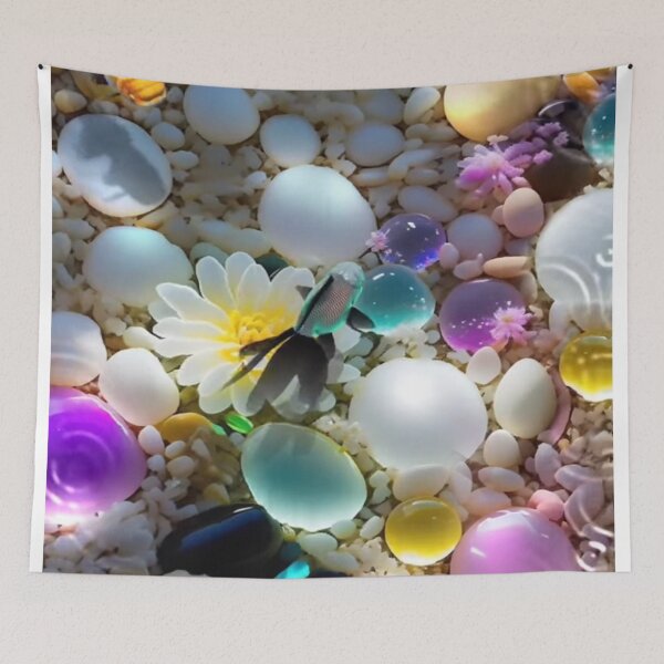 Item preview, pretty pebbles and flowers in the fish tank designed and sold by ritusdesigns.
