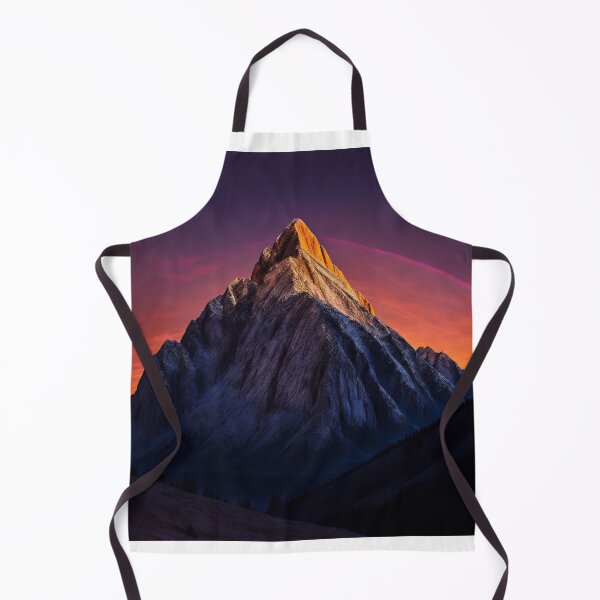 Item preview, A Mountainous Silhouette Adorned with the Radiant Glow of Alpenglow, Creating a Striking Contrast Against the Dusky Sky, Ai Generated Art designed and sold by AiGens.
