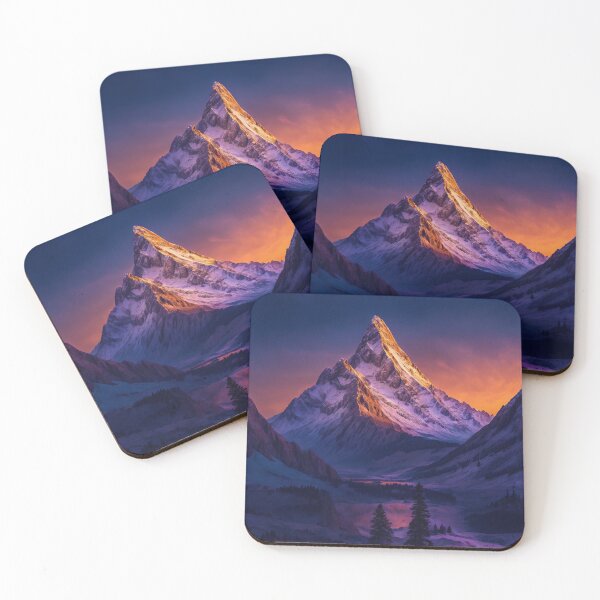 Item preview, A Moment of Serenity as the Alpenglow Illuminates the Mountain Peak, Inviting Contemplation and Awe in the Mountain Landscape, Ai Generated Art designed and sold by AiGens.