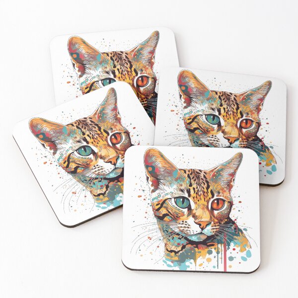 Item preview, Ocicat Portrait Art: Bringing Feline Beauty to Art - featuring keywords: Cat, feline, art, portrait, colorful, beauty, Ocicat, breed, discerning, lovers, companion, stunning. designed and sold by DooodleGod.