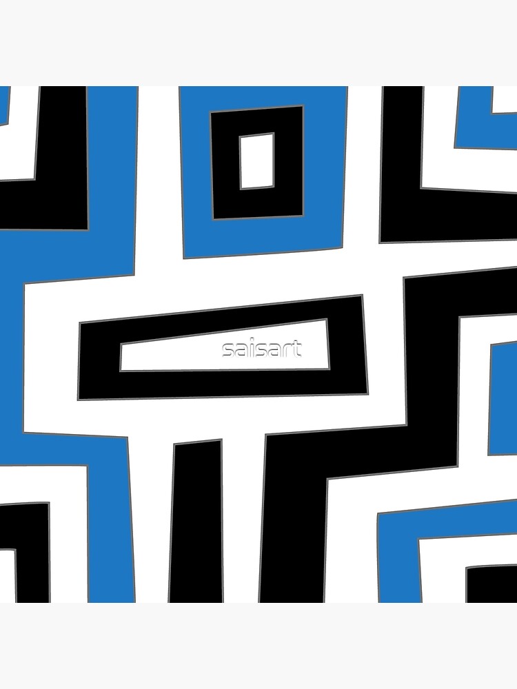 Blue white black geometric pattern von saisart