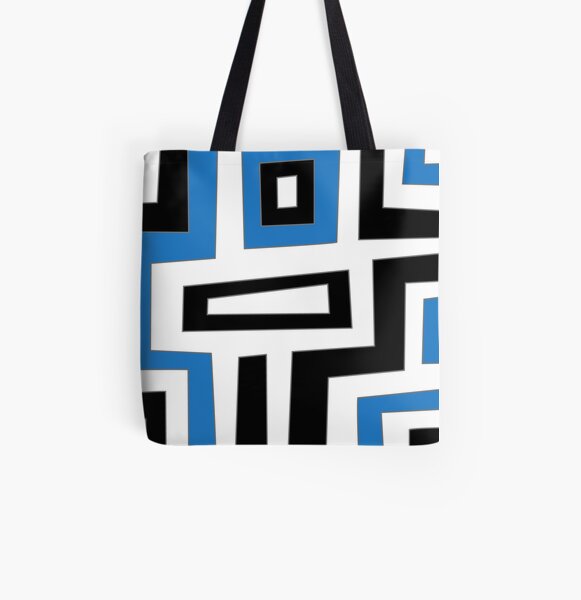 Blue white black geometric pattern Allover-Print Tote Bag