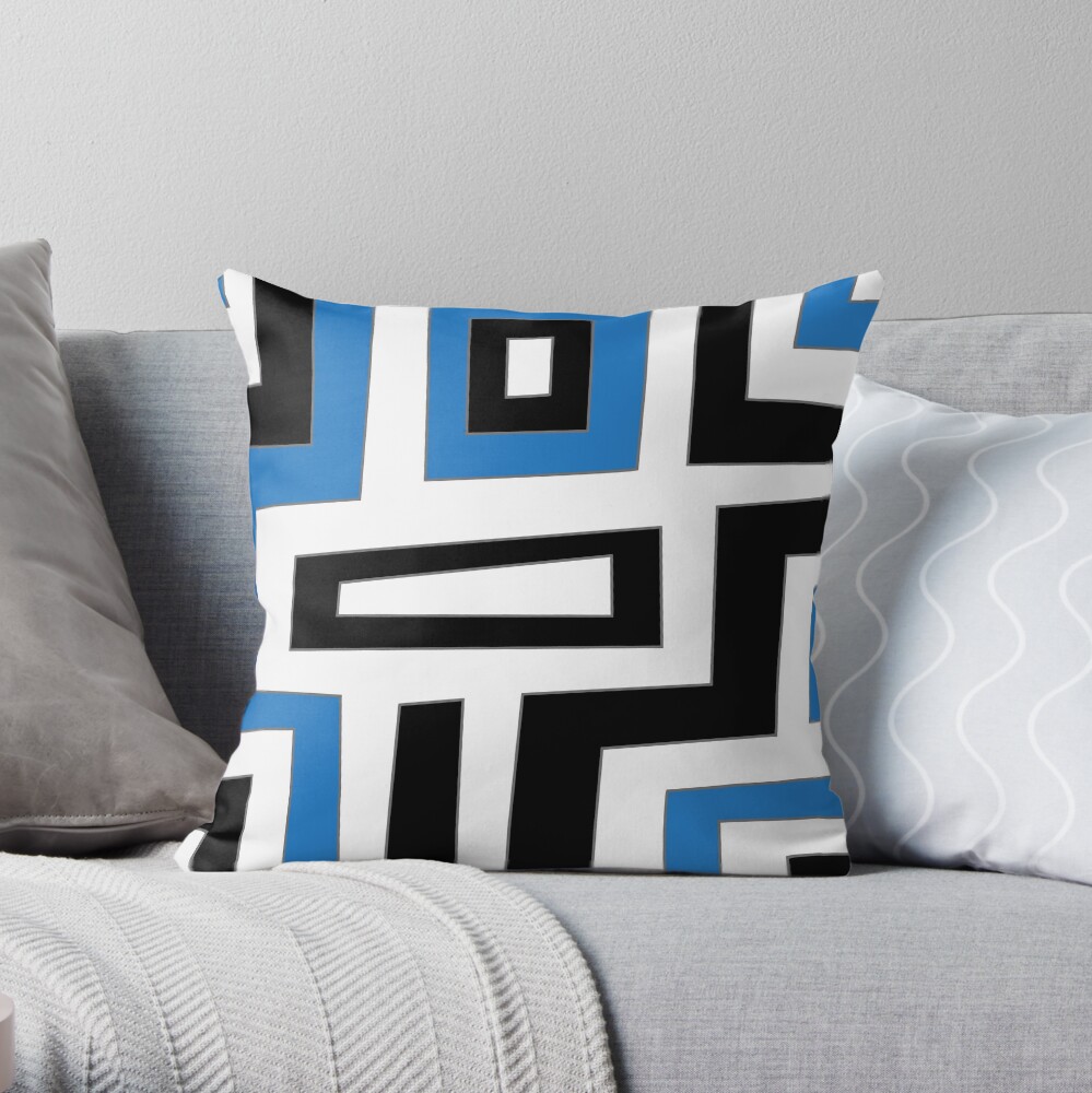 Blue white black geometric pattern Dekokissen
