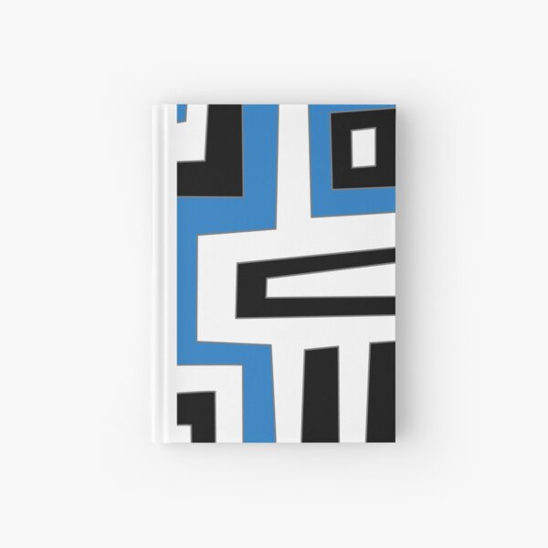 Blue white black geometric pattern Notizbuch