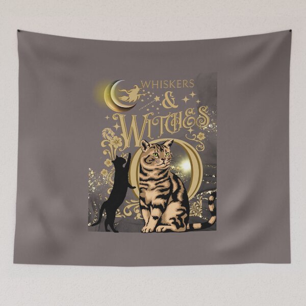Item preview, Whisker & Witches Cat Halloween shirt, cat blanket, dog blanket for couch & accessories designed and sold by M Cristian.