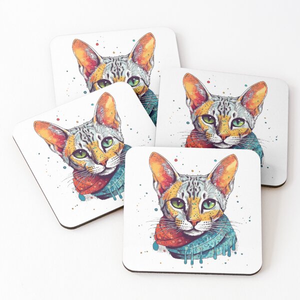 Item preview, Ocicat Mixed Media Art - A Creative and Colorful Tribute to Feline Beauty, Perfect for DIY Decor and Cat designed and sold by DooodleGod.