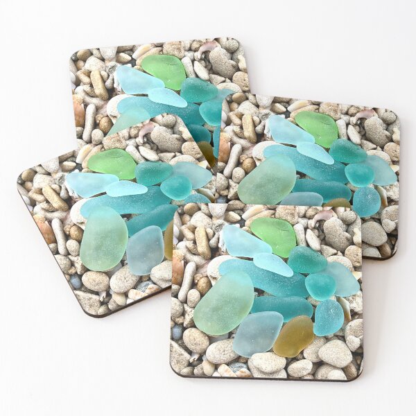 Item preview, Seaglass aquas on the pebble beach designed and sold by Jums-Med.