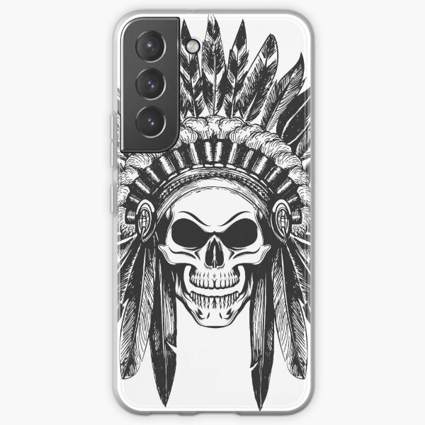 Native American Indian skull in War Headdress Samsung Galaxy Soft Case