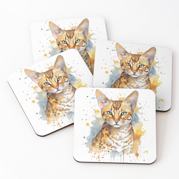 Artikelvorschau, Ocicat Watercolor Painting - Unique Cat Breed Art for Feline Lovers entworfen und verkauft von DooodleGod.