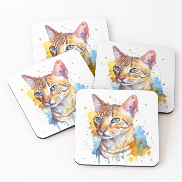 Artikelvorschau, Watercolor Ocicat Portrait - Handmade Artwork for Feline by Wagging Tails Watercolor entworfen und verkauft von DooodleGod.