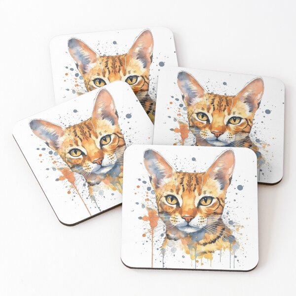 Item preview, Watercolor Ocicat Portrait - Handmade Artwork for Feline by Wagging Tails Watercolor designed and sold by DooodleGod.