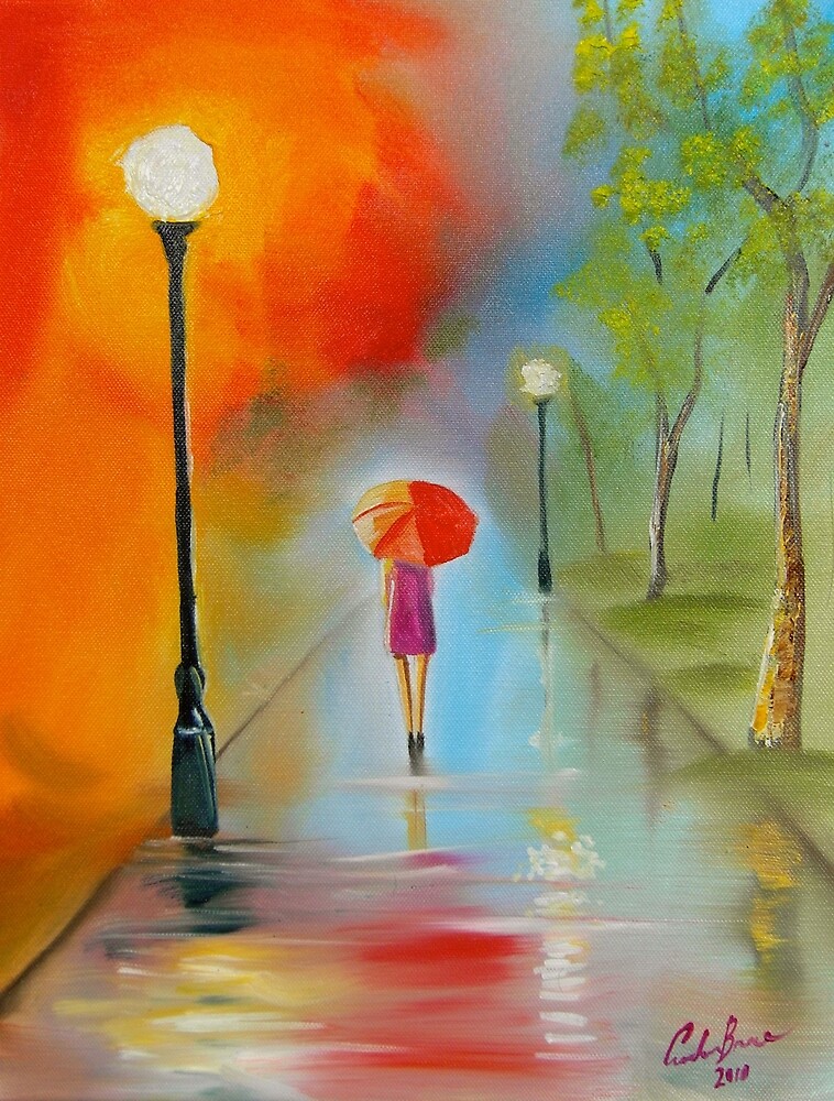 "RED UMBRELLA PAINTING" by gordonbruce Redbubble