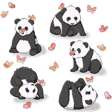 Artwork thumbnail, Panda and Butterfly Party by RhondaLuluArt
