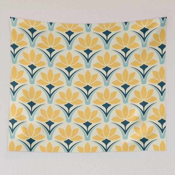 Item preview, KF 0067 G - Retro Vintage Flower Minimalist 70s Modern Geometric Floral Pattern designed and sold by KhakiFinch.