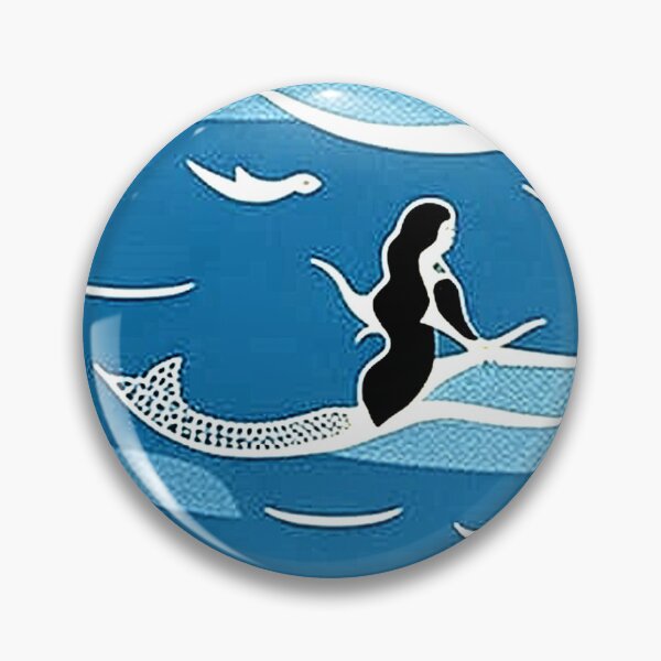 Item preview, Mermaid on the beach linograph folk art designed and sold by Earth Nature Creations.