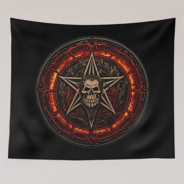 Item preview, Flame wrapped pentagram patch: dark metal band design with gothic lettering. designed and sold by InsaneLEDP.