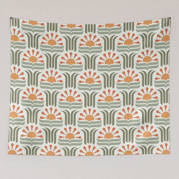 Item preview, KF 0068 C - Retro Vintage Flower Minimalist 70s Modern Geometric Floral Pattern designed and sold by KhakiFinch.