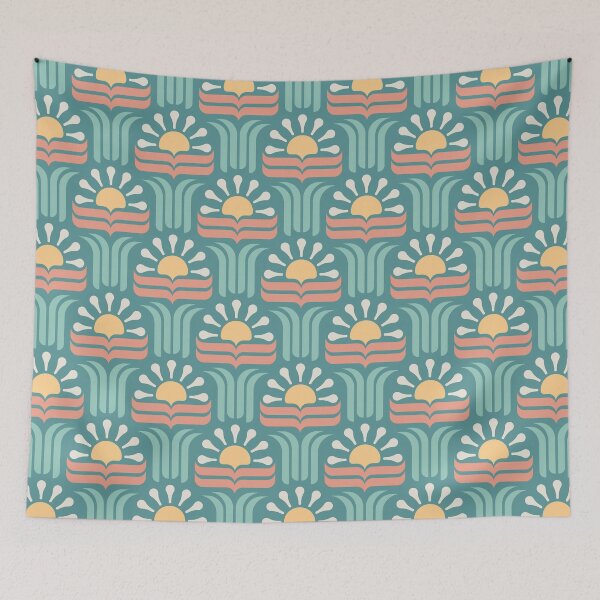 Item preview, KF 0068 D - Retro Vintage Flower Minimalist 70s Modern Geometric Floral Pattern designed and sold by KhakiFinch.