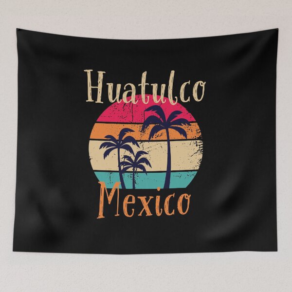 Item preview, Huatulco Mexico Vintage Sunset and Palm Trees Design designed and sold by RektRepublic.