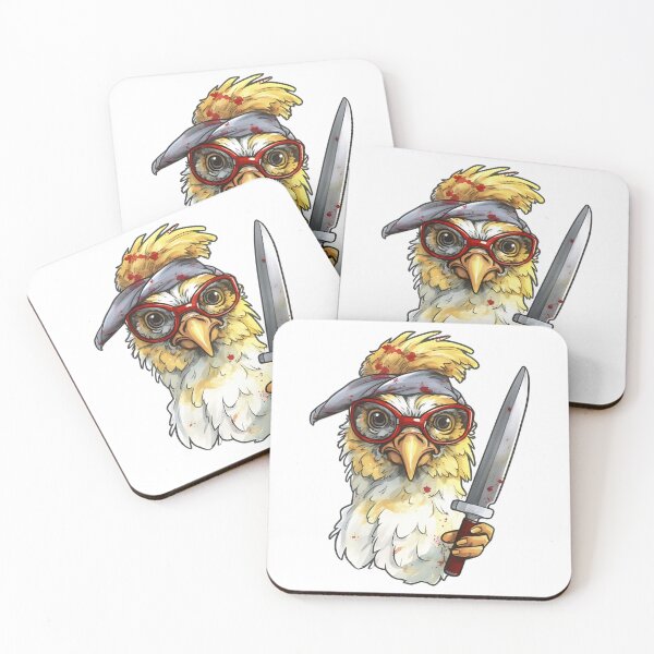 Item preview,  Comic chicken chick with a knife. Meme chicken designed and sold by Anastasiia Yurevych.