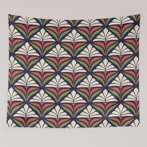 Item preview, KF 0069 D - Retro Vintage Flower Minimalist 70s Modern Geometric Floral Pattern designed and sold by KhakiFinch.