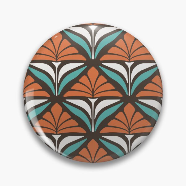 Item preview, KF 0069 F - Retro Vintage Flower Minimalist 70s Modern Geometric Floral Pattern in Red and Blue designed and sold by KhakiFinch.