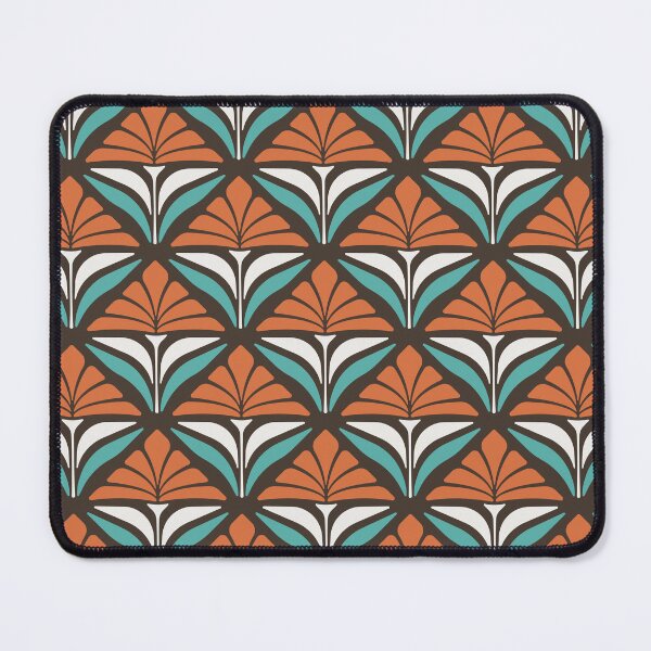 Item preview, KF 0069 F - Retro Vintage Flower Minimalist 70s Modern Geometric Floral Pattern in Red and Blue designed and sold by KhakiFinch.